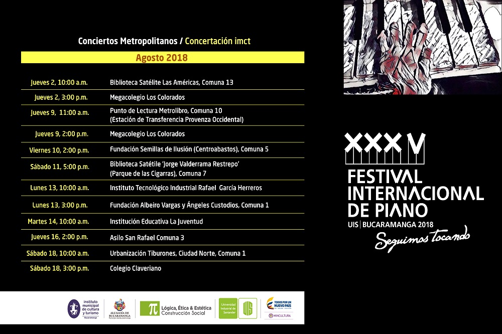 El Instituto Municipal de Cultura apoya el Festival Internacional de Piano UIS 2018