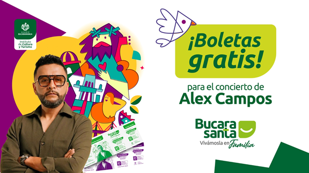 El instituto Municipal de cultura y turismo entrega boletas gratis para ver a Alex Campos